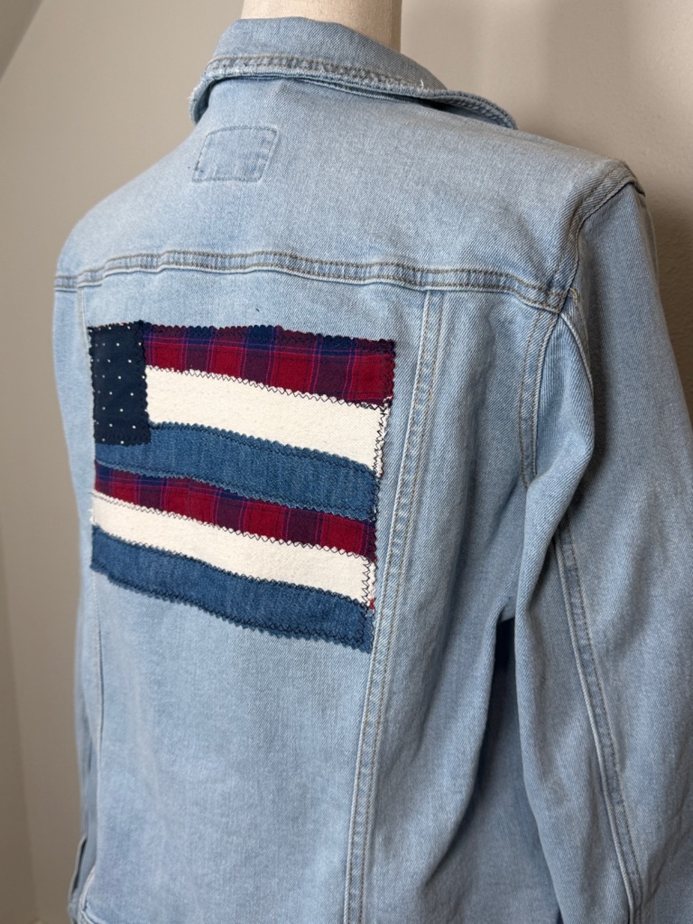 Americana American Flag Cottagecore Women’s Denim Jacket Lace Size Large - Picture 3 of 11